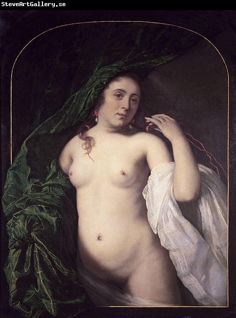 Bartholomeus van der Helst Nude drawing back the curtain